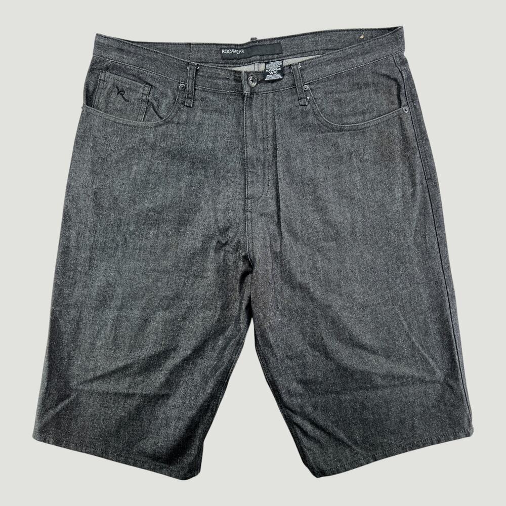 Rocawear Black Denim Shorts Men’s 40 Hip Hop Y2K Streetwear Baggy Jean